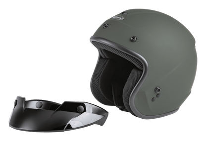 Of 2 Open Face Helmet Matte Green Xl