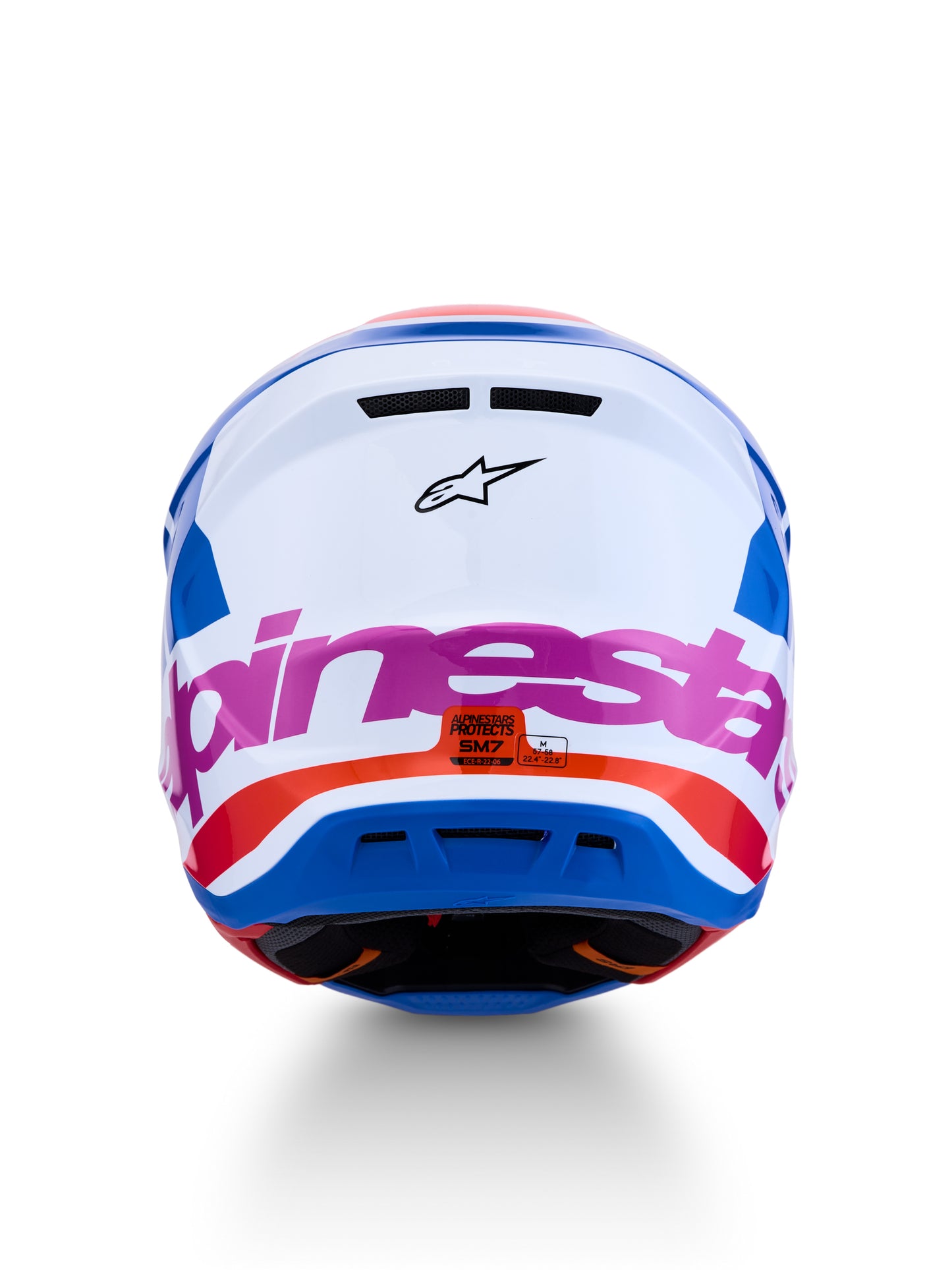 S M7 Core Helmet Ece06/Dot Wht/Blue/Org/Pink Glossy Sm