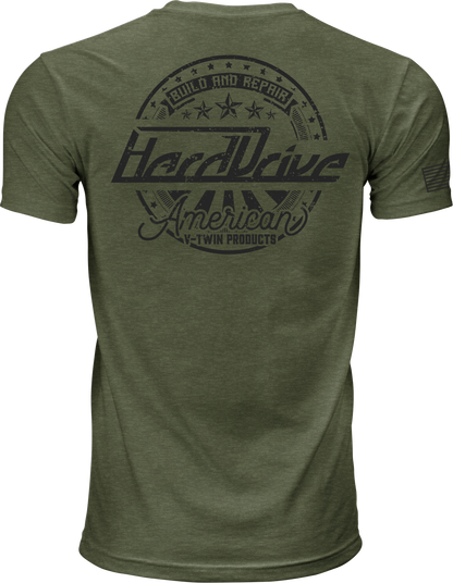 Harddrive Emblem Tee Olive Green/Black 2x