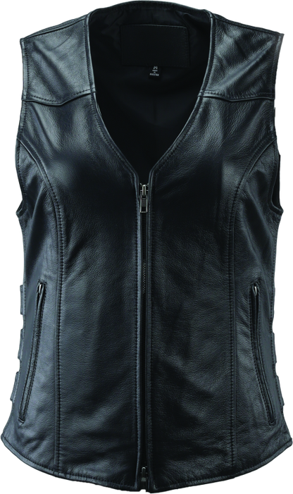 Kuryakyn Leather By River Road Plains Leather Vest Black Womens - 2XL