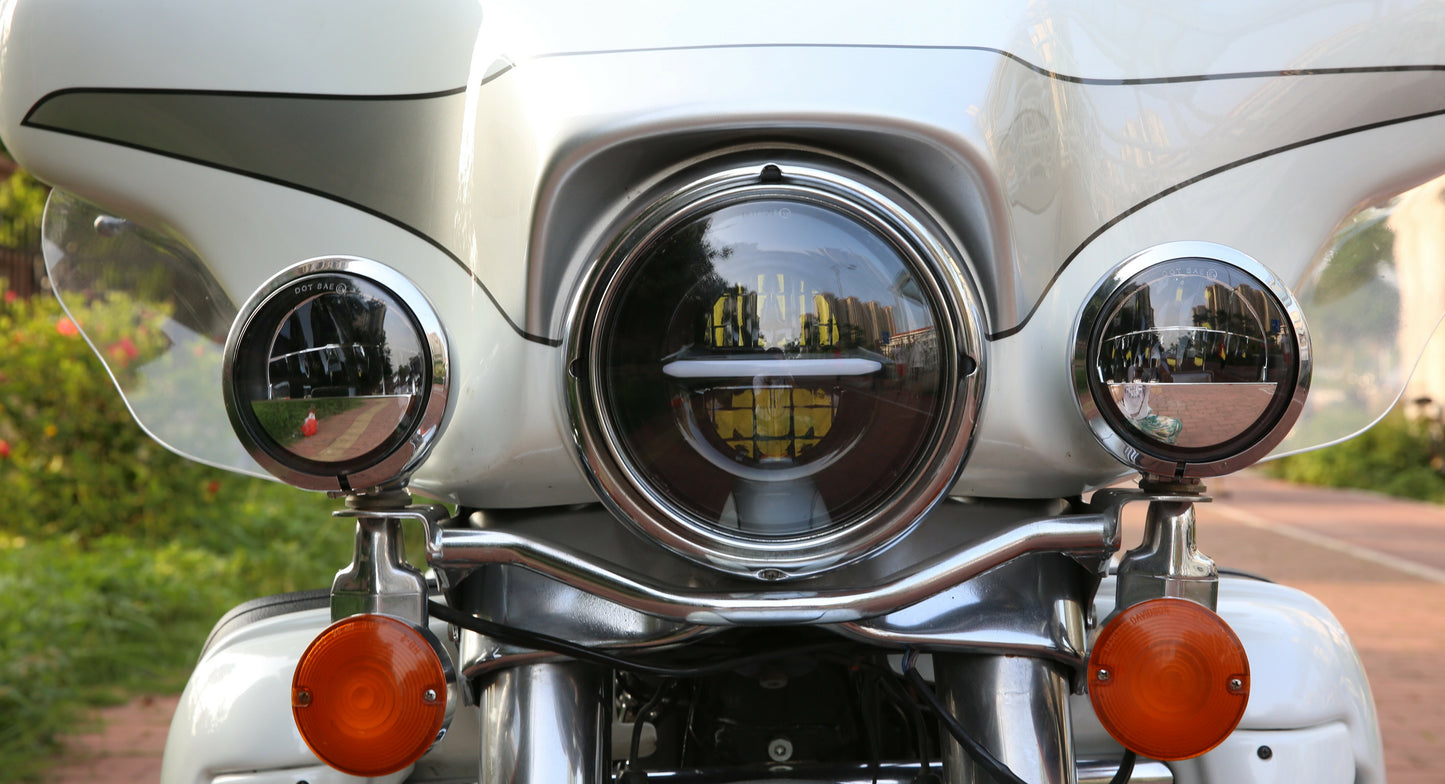 Classic Led Headlight 7" W/Drl Chrome
