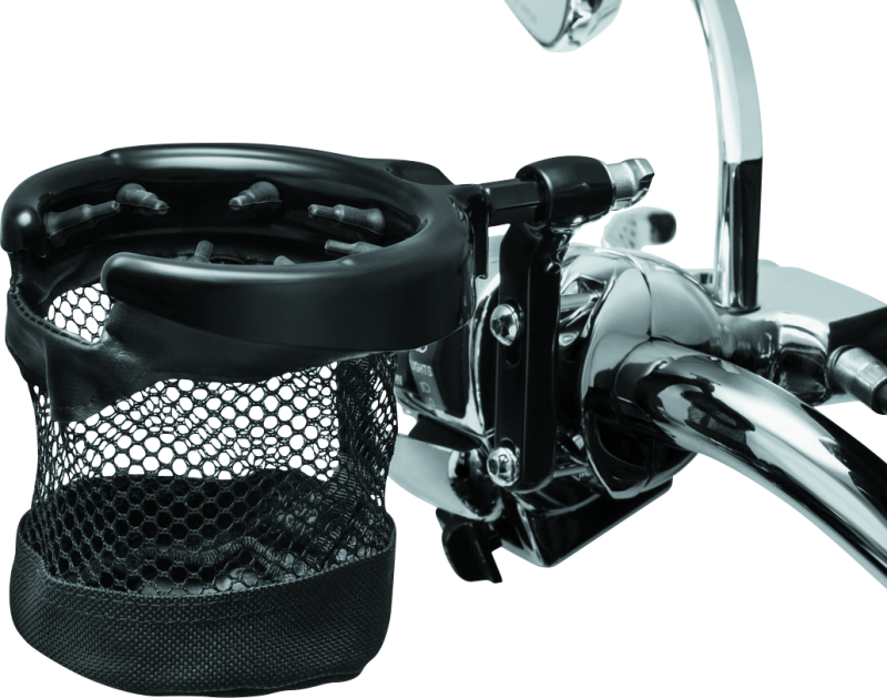Kuryakyn Drink Holder Mesh Basket with Perch Mount Universal Gloss Black