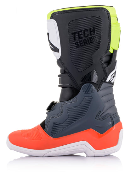 Tech 7s Boots Dark Grey/ Red Fluo/Yellow Fluo Sz 03