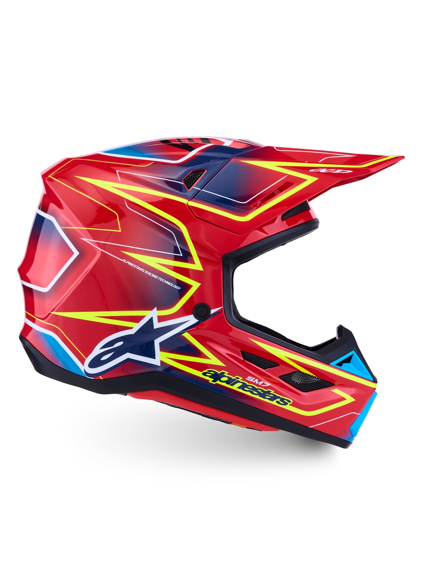S M7 Cast Helmet Ece06/Dot Red/Yllw Fluo/Blue Glossy Lg