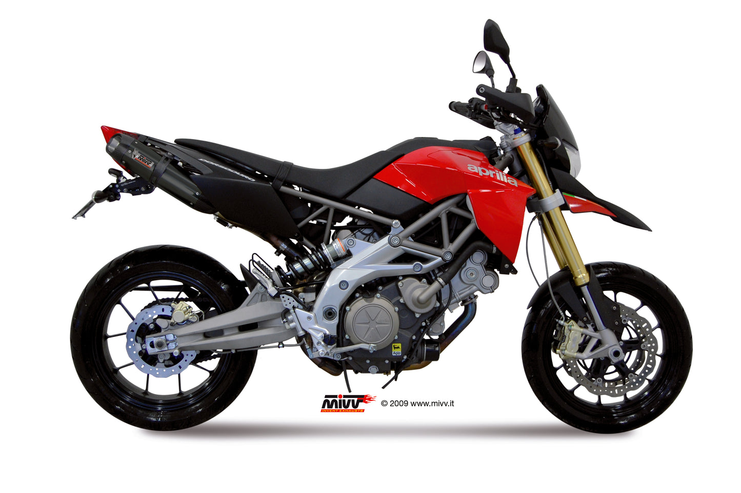 MIVV Suono Black Stainless Steel, 2 Slip-On, Underseat Position Exhaust For Aprilia Dorsoduro 750 2008-2020