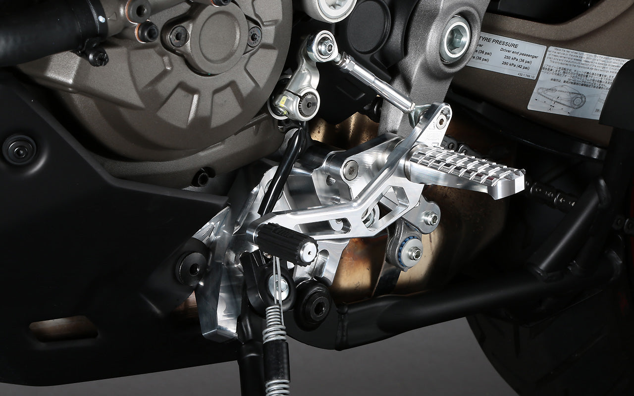 AELLA Riding Step Kit (Rearsets) for the Ducati Multistrada 1200 / 950 / DVT - Polished