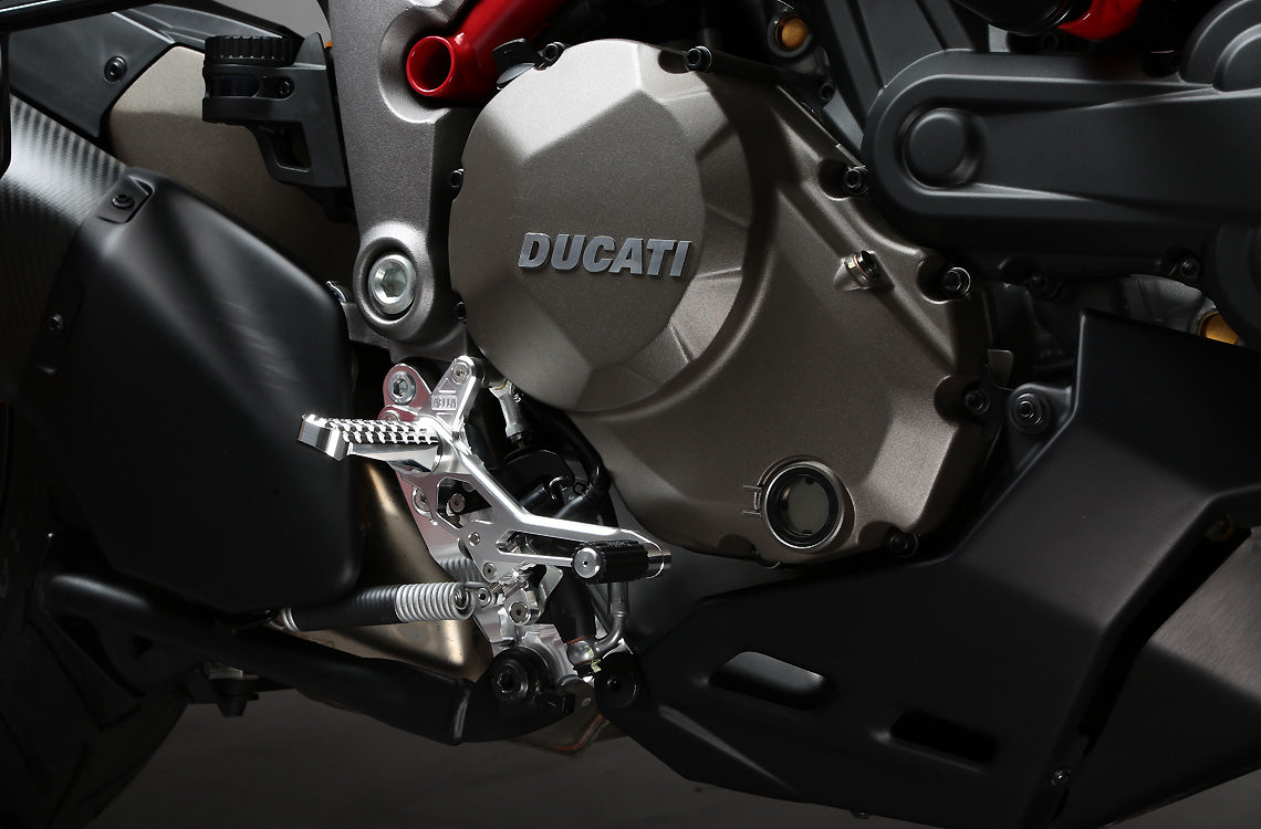 AELLA Riding Step Kit (Rearsets) for the Ducati Multistrada 1200 / 950 / DVT - Polished