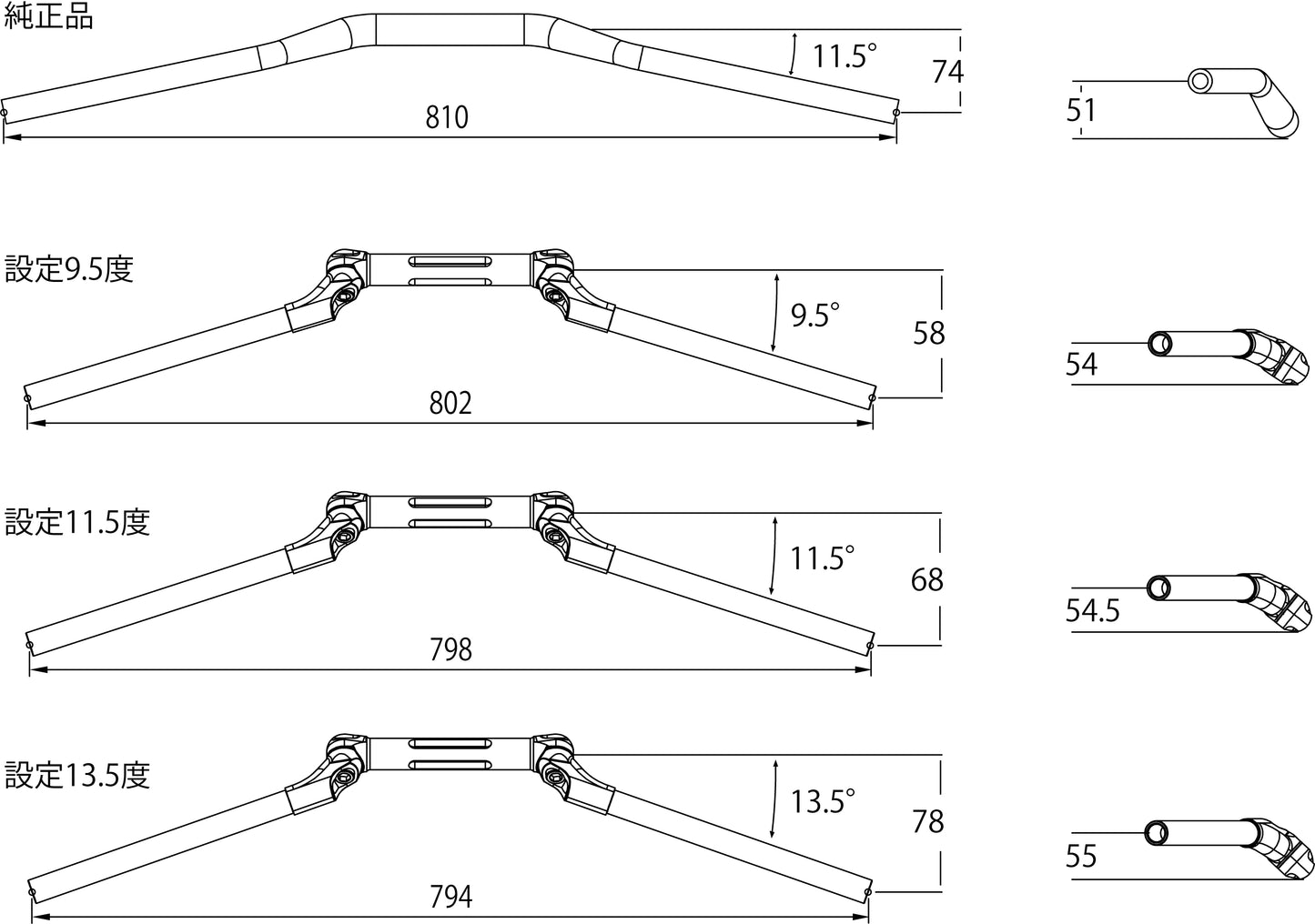 AELLA Aluminum Variable Handlebar (Hypermotard 698 Mono)