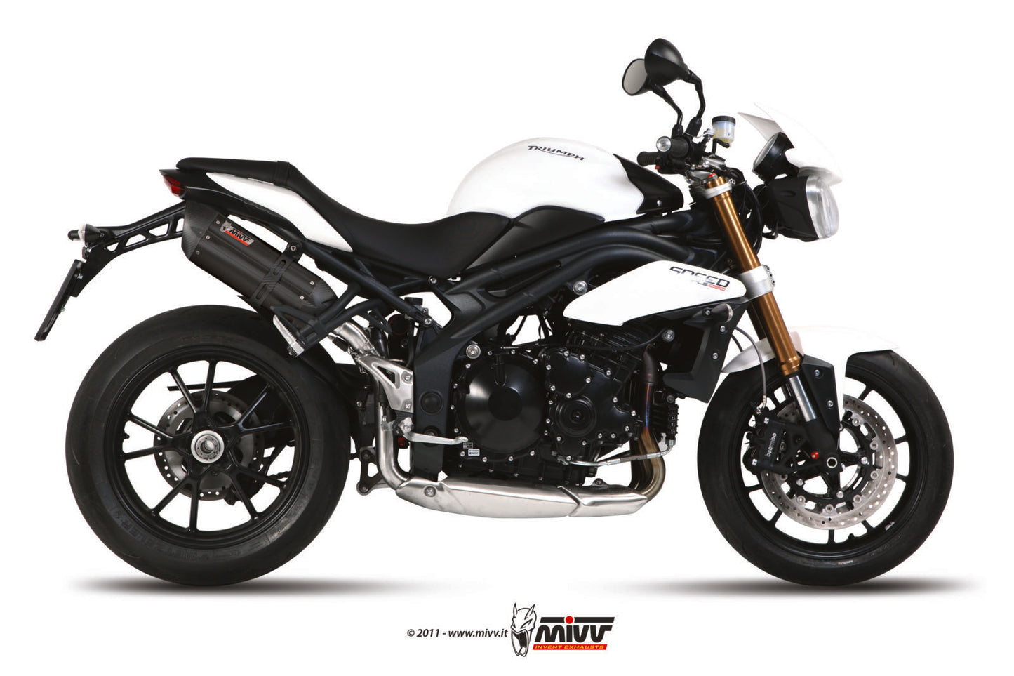 MIVV 2 Slip-on, Suono Black, Standard Exhaust For Triumph Speed Triple 1050 2011-2015