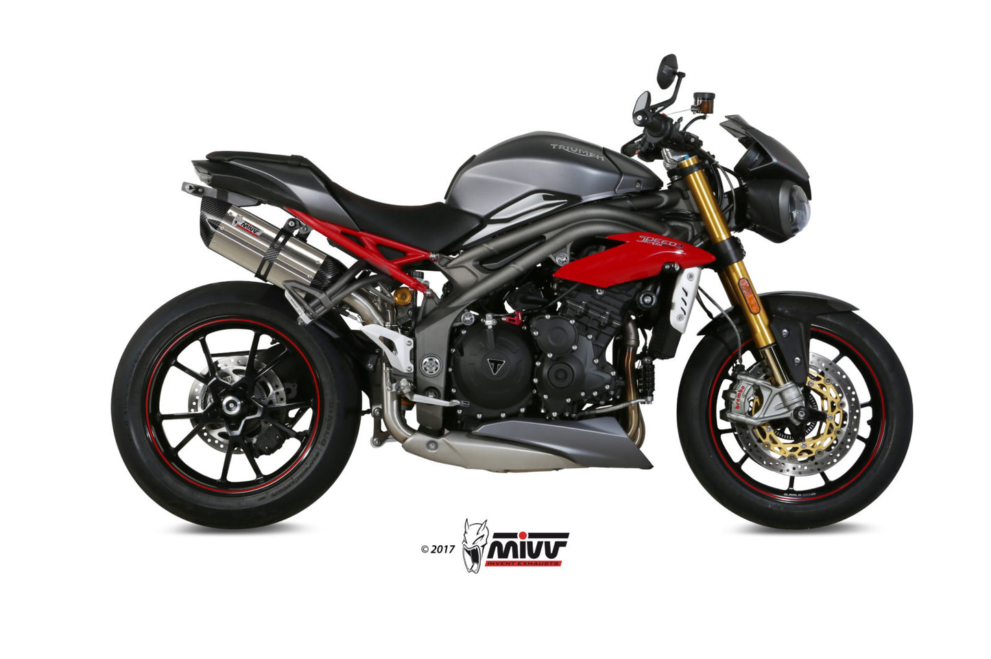 MIVV 2 Slip-on, Suono Stainless Steel, Standard Exhaust For Triumph Speed Triple 1050 2016-2017