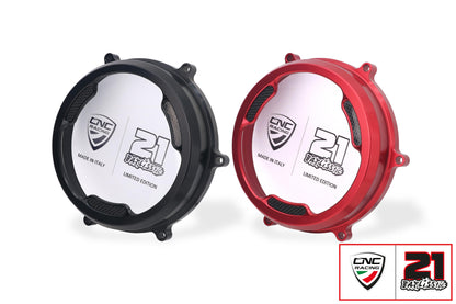 CNC Racing PRAMAC RACING LIMITED EDITION Clear Wet Clutch Cover With Carbon Inlay for the Ducati Panigale 1299/1199/959  Superleggera (and 899 too with modification)