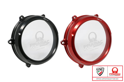CNC Racing PRAMAC RACING LIMITED EDITION Clear Wet Clutch Cover for the Ducati Panigale 1299/1199/959  Superleggera (and 899 too with modification)