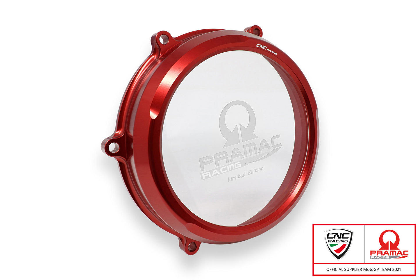 CNC Racing PRAMAC RACING LIMITED EDITION Clear Wet Clutch Cover for the Ducati Panigale 1299/1199/959  Superleggera (and 899 too with modification)