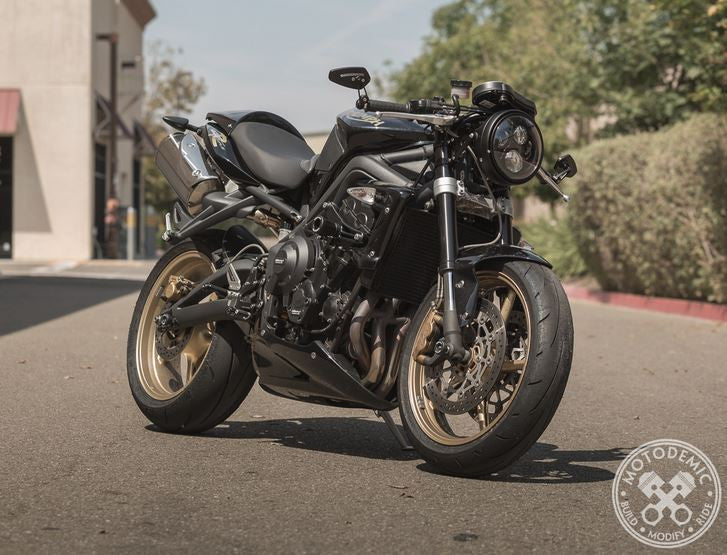 Motodemic Single LED and Round Halogen Headlight Conversion Kit for the 2013-2016 Triumph Street Triple