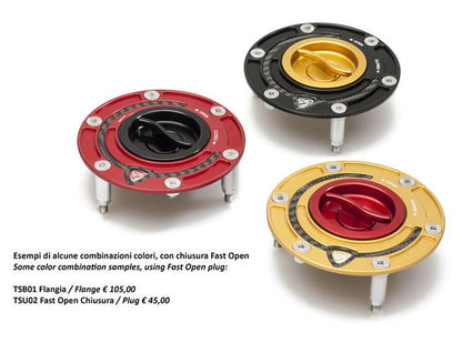 CNC Racing Aluminum with Carbon Inlay Gas Cap Flange for Older Ducati's  MV's and Yamaha Models
