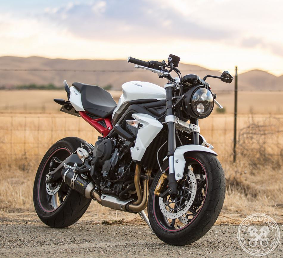 Motodemic Single LED and Round Halogen Headlight Conversion Kit for the 07-11 Triumph Street Triple