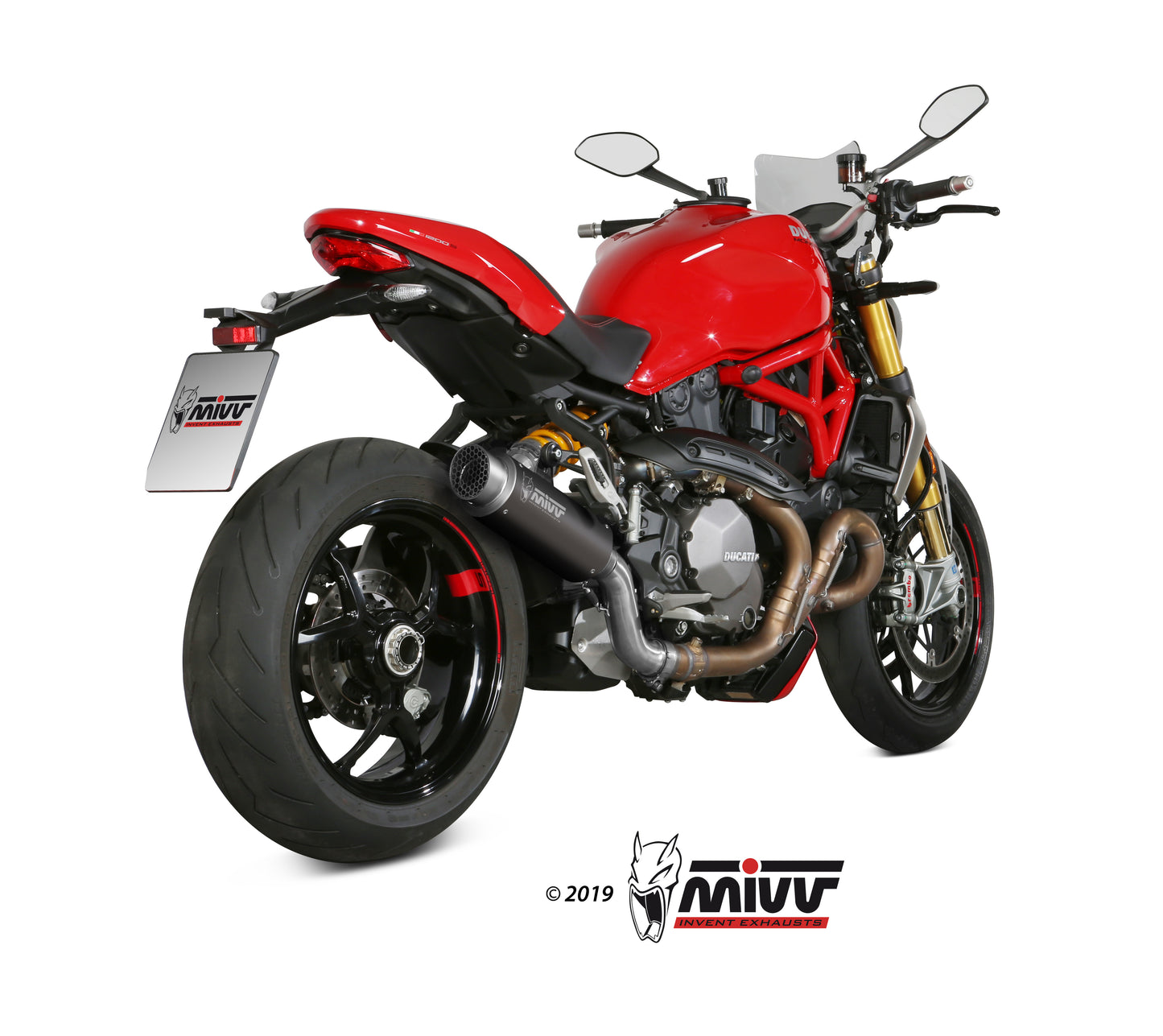 MIVV Slip-on, GPpro Black, Standard Exhaust For Ducati Monster 821 18-20, Monster 1200 17-21
