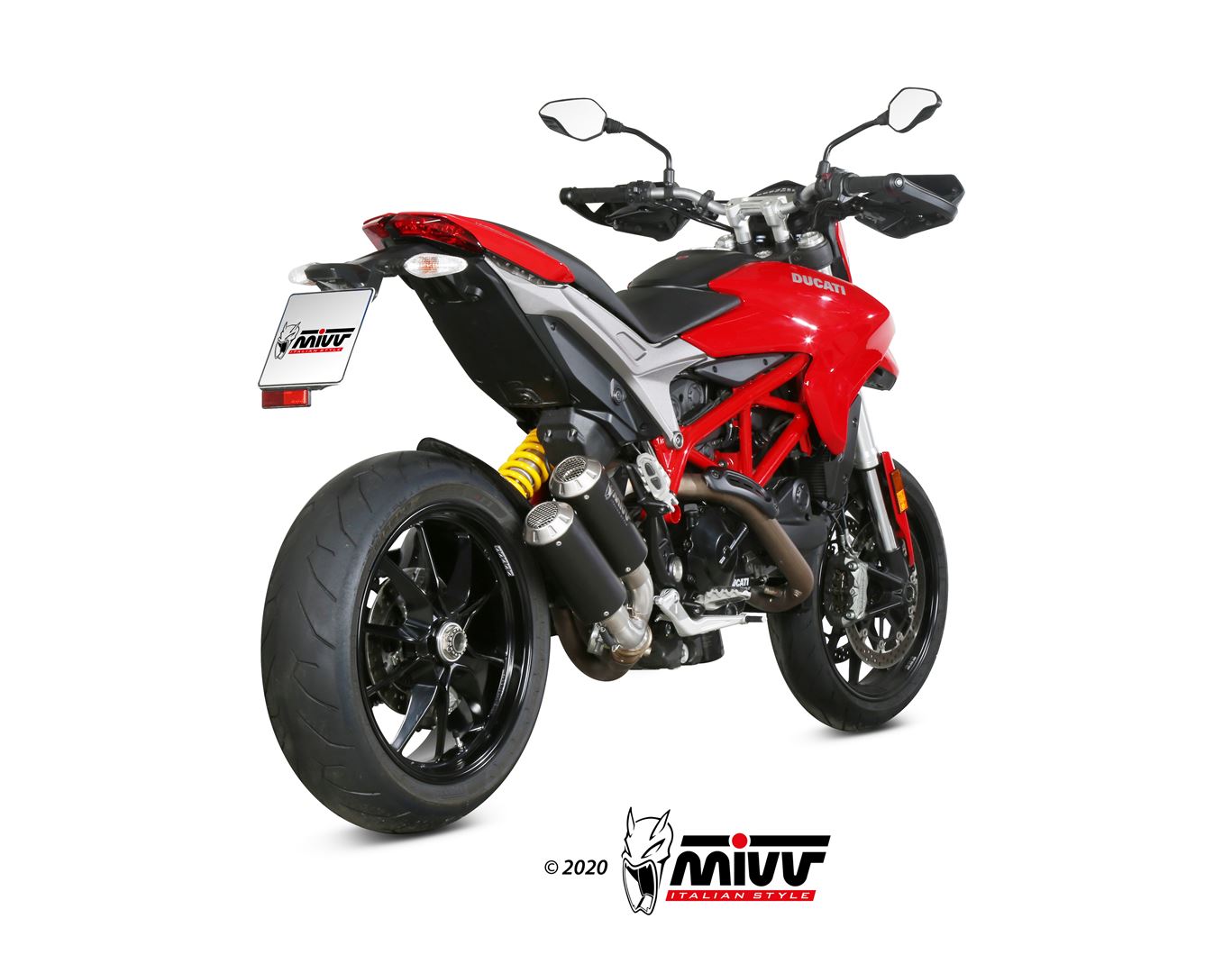 MIVV 2 Slip-on, MK3 Black, Standard Exhaust For Ducati Hypermotard 939 2016-2018