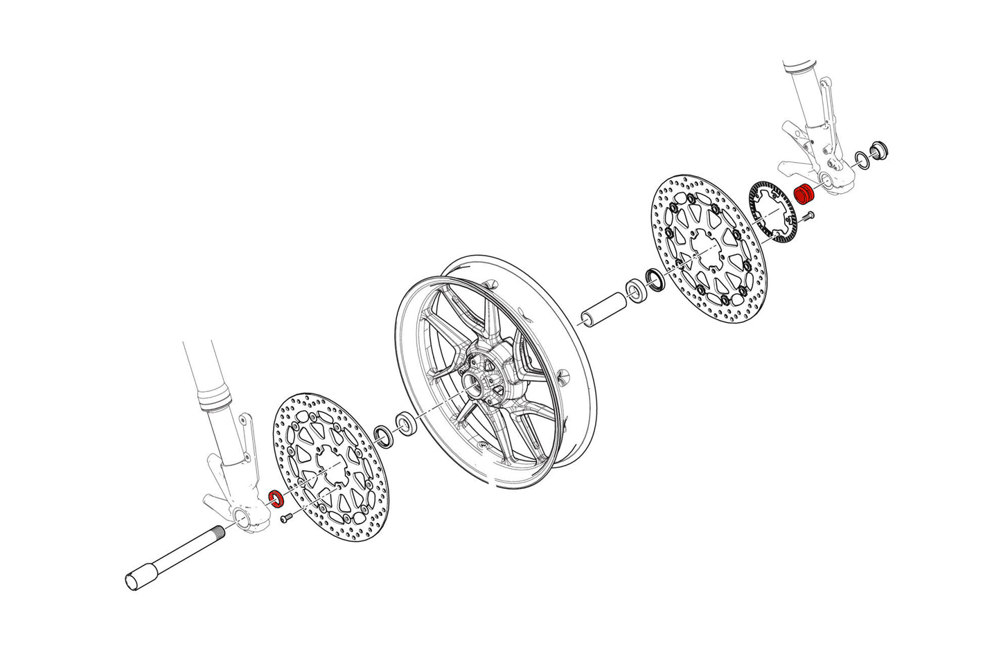 CNC Racing Front Wheel Captive Spacer Kit for Ducati