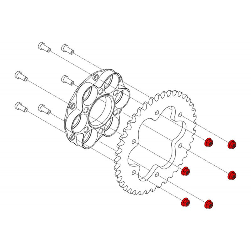 CNC Racing Titanium Gear Ring Sprocket Nuts (set of 6) for Ducati and KTM - M8x1.25