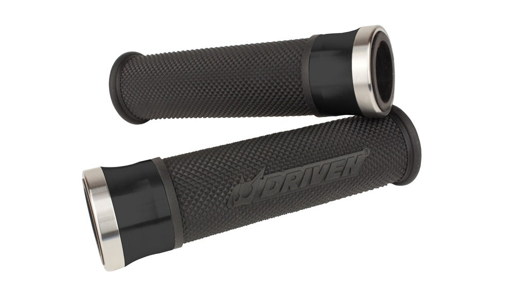 DRIVEN RACING Halo Stainless Kraton Gel Motorcycle Handlebar Grips Performance Grip Set