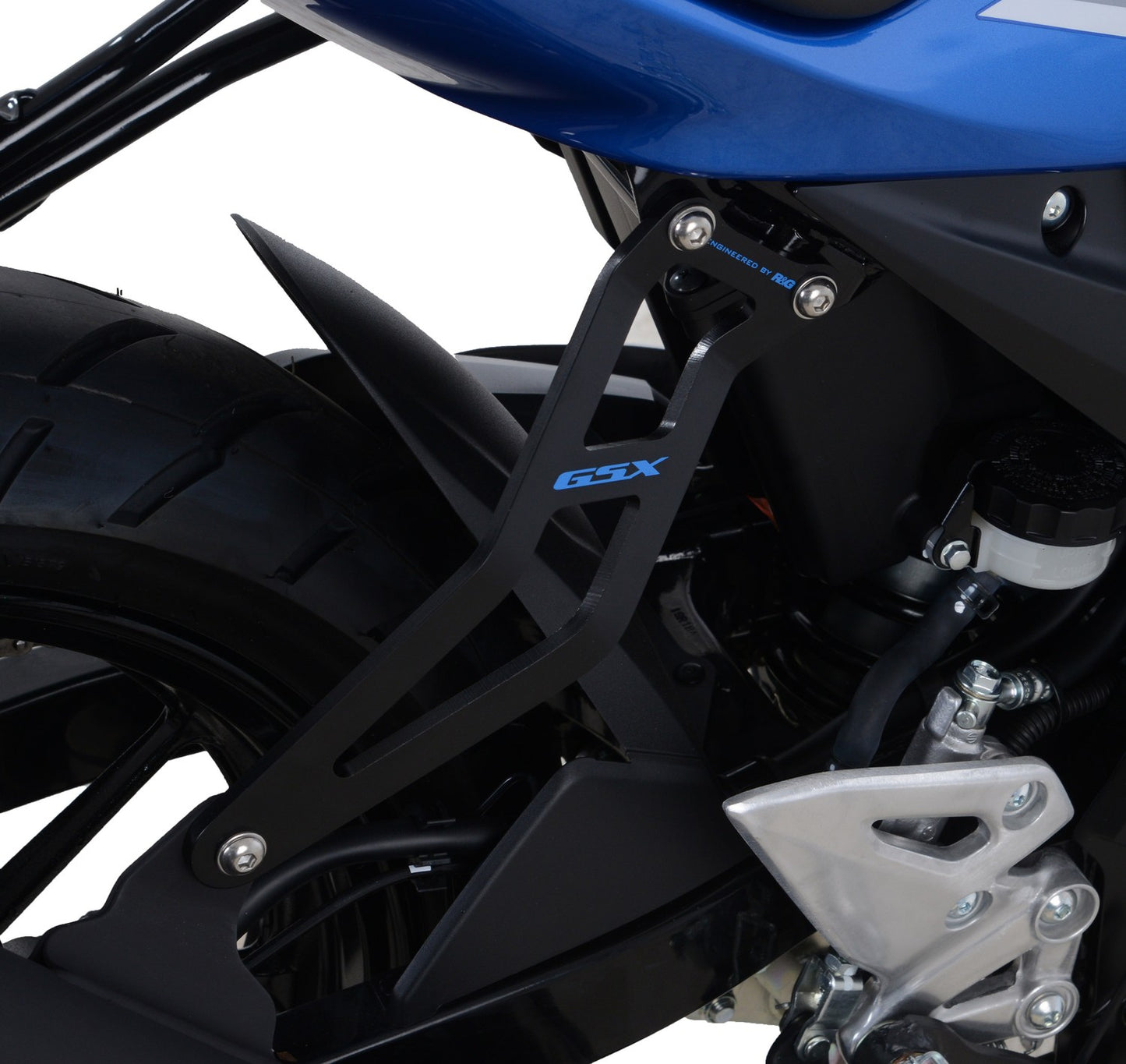 R&G Racing,Exhaust Hanger (Black) with Blue Logo for Suzuki GSX-R125 / GSX-S125 ' 17-'21