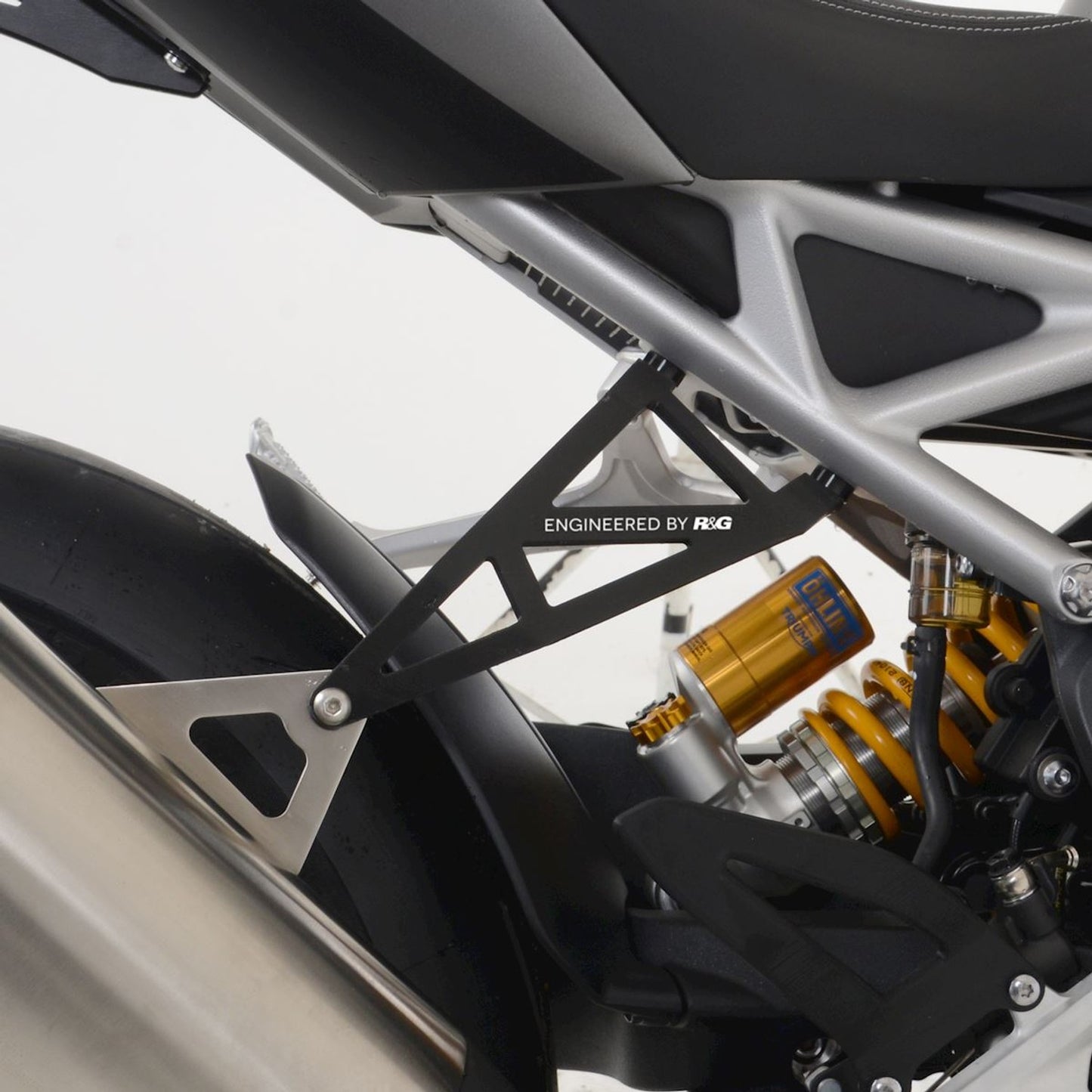 R&G Racing Exhaust Hanger And Blanking plate (Black) for Triumph Speed Triple 1200 RS '21-'22, Speed Triple 1200RR '22
