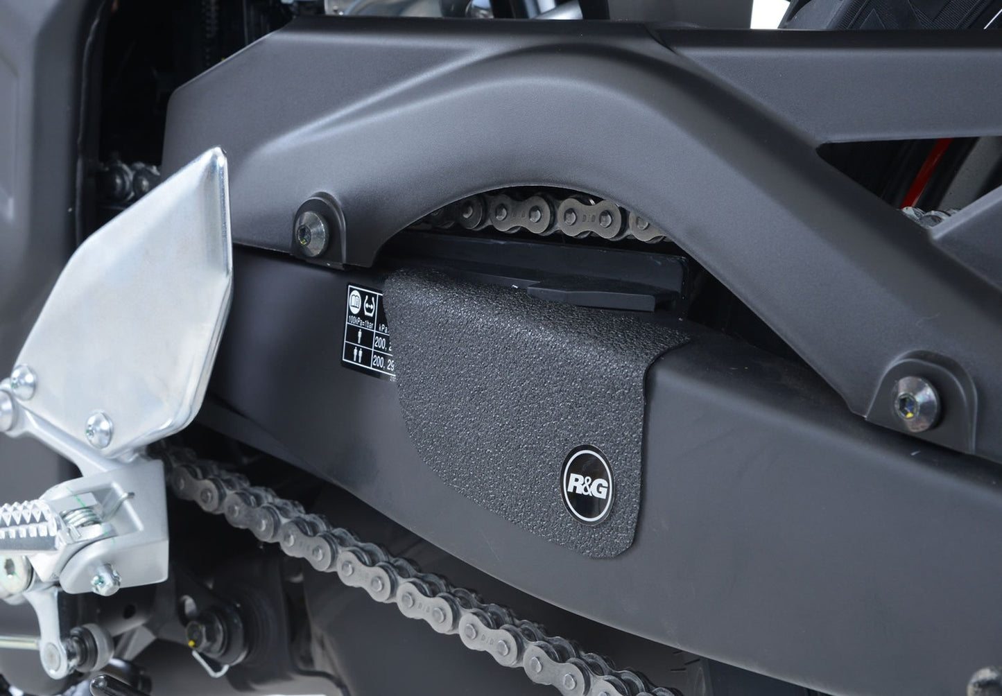 R&G Racing Boot Guard 2-Piece (left side swingarm, plus top of exhaust shield) for Yamaha YZF-R25 '14-'22, YZF-R3 '15-'22