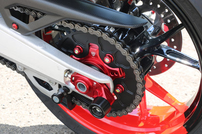 CNC Racing Billet Chain Adjuster Blocks With Sliders for the Ducati Monster 937, Hypermotard 698 Mono, and Multistrada V2 (2025+)