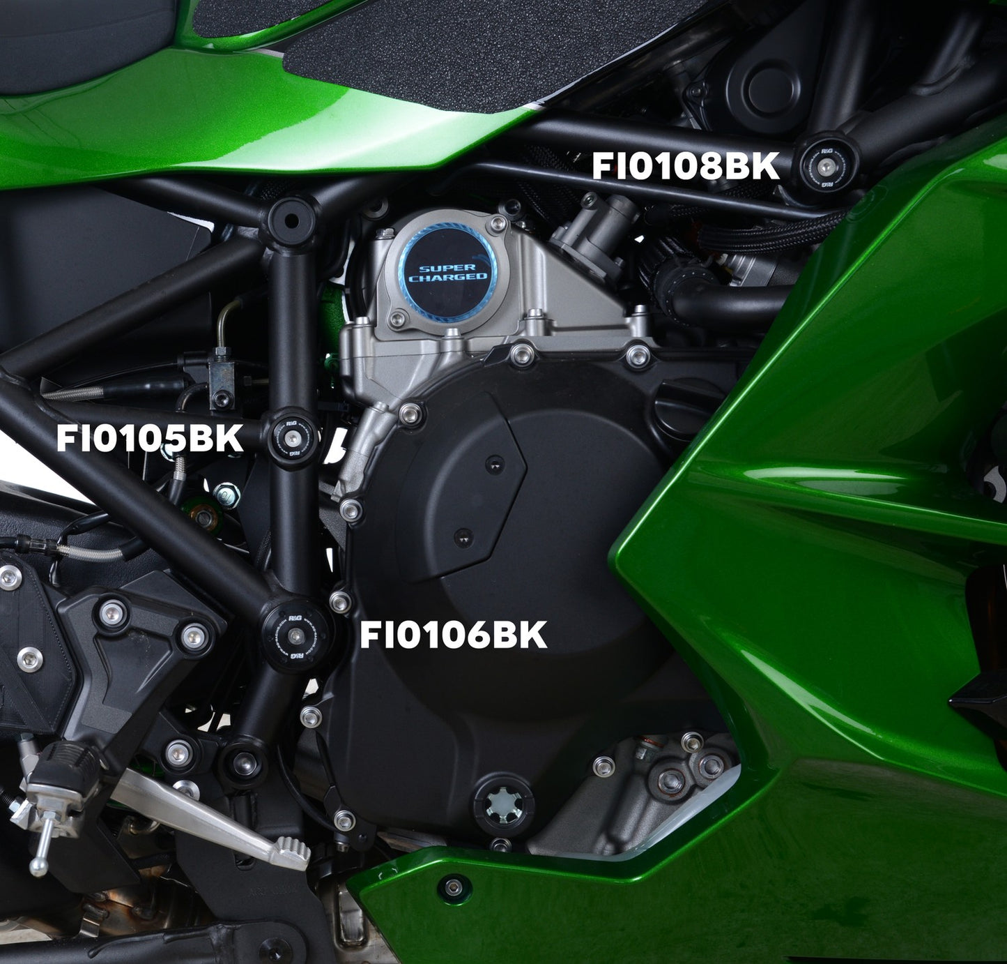 R&G Racing Frame Plug - left or right, mid frame (UKo needed per bike) for Kawasaki H2 / H2R '15-'22, H2 SX '16-'22