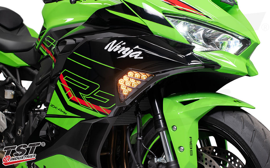 TST Industries Nexus Standard LED Front Turn Signals for Kawasaki Ninja Sportbikes -Type 1