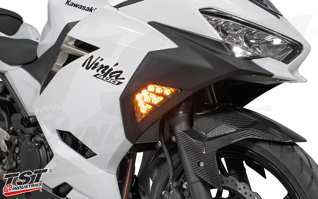 TST Industries Nexus Standard LED Front Turn Signals for Kawasaki Ninja Sportbikes -Type 2