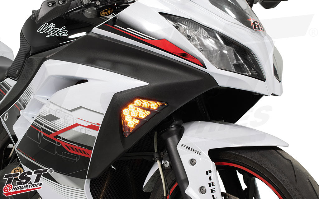 TST Industries Nexus Standard LED Front Turn Signals for Kawasaki Ninja Sportbikes -Type 2