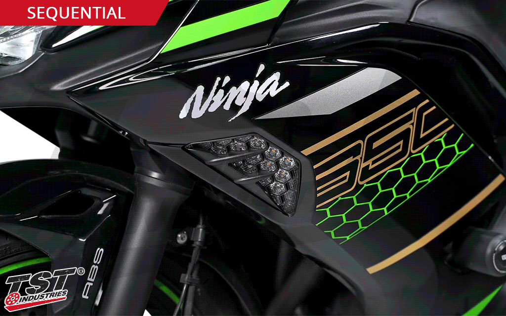 TST Industries Nexus Standard LED Front Turn Signals for Kawasaki Ninja Sportbikes -Type 2