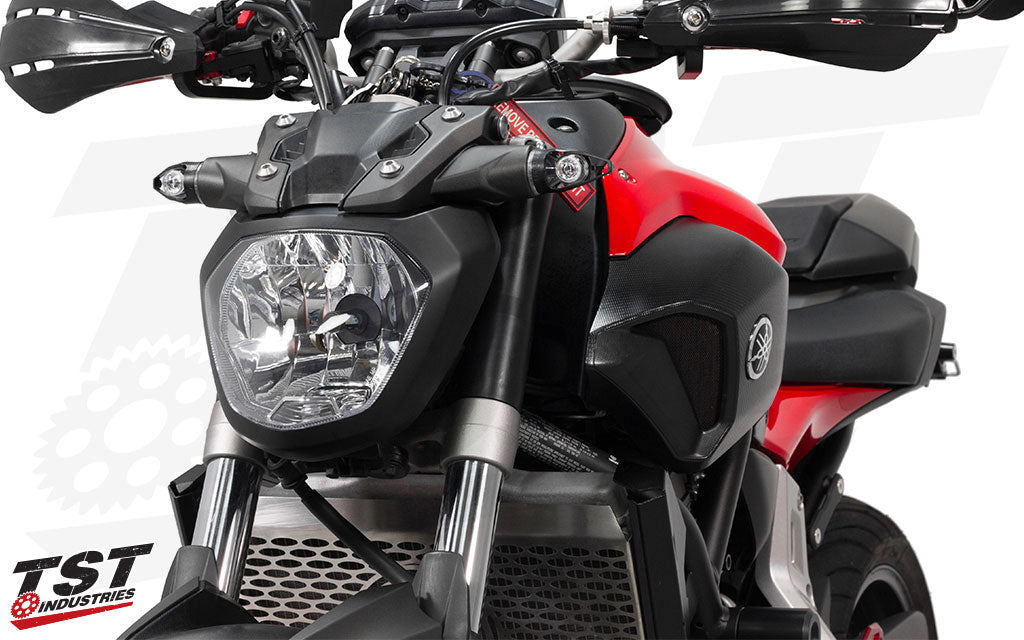 TST Industries MECH-GTR Front LED Turn Signals for Yamaha FZ1, FZ-07, and FZ-09 (up to 2020)