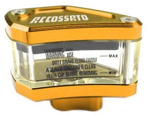 Accossato see-through fluid reservoir, 20 cmÂ³ Provided with Vertical and Horizontal Output Fittings and Bracket Not Included