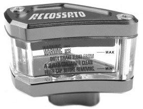 Accossato see-through fluid reservoir, 20 cmÂ³ Provided with Vertical and Horizontal Output Fittings and Bracket Not Included