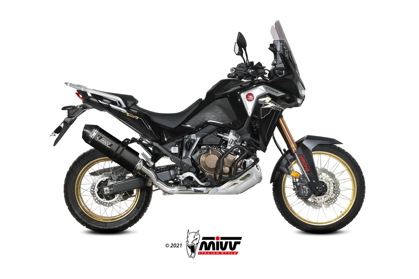 MIVV Slip-on, Speed Edge Black, Standard Exhaust For Honda CRF 1100 L Africa Twin 2020-2022