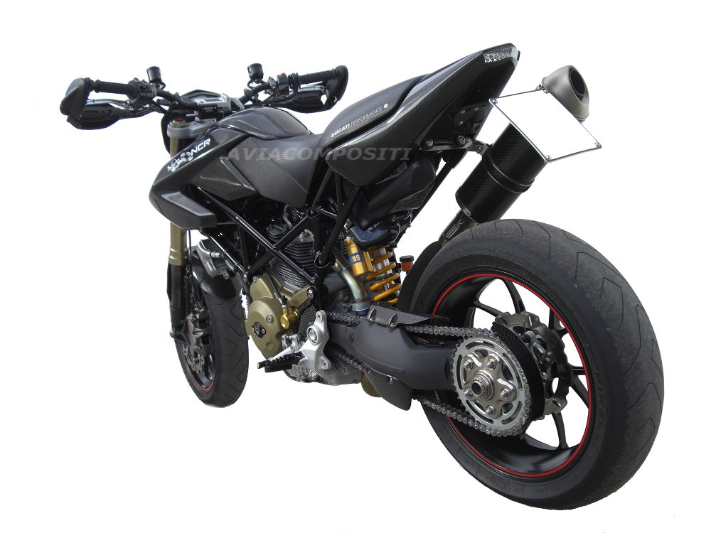 AviaCompositi TRICOLORE LIMITED EDITION Carbon Fiber Tail For Single Muffler Exhaust for Ducati Hypermotard 1100 / Evo / 796