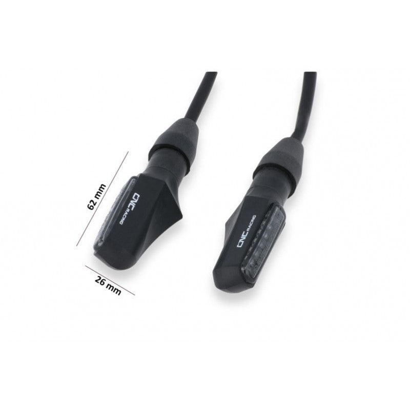 CNC Racing ABS Turn Signals "TASK" (pair) W/ tail and Brake light (Use on rear), Color: Black