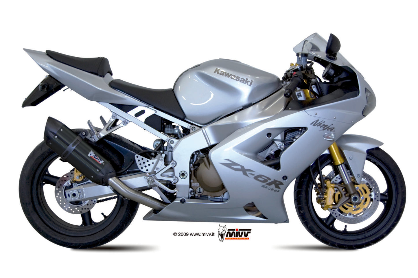 MIVV Slip-on, Suono Black, Standard Exhaust For Kawasaki ZX-6RR / ZX-6R 636 2003-2004