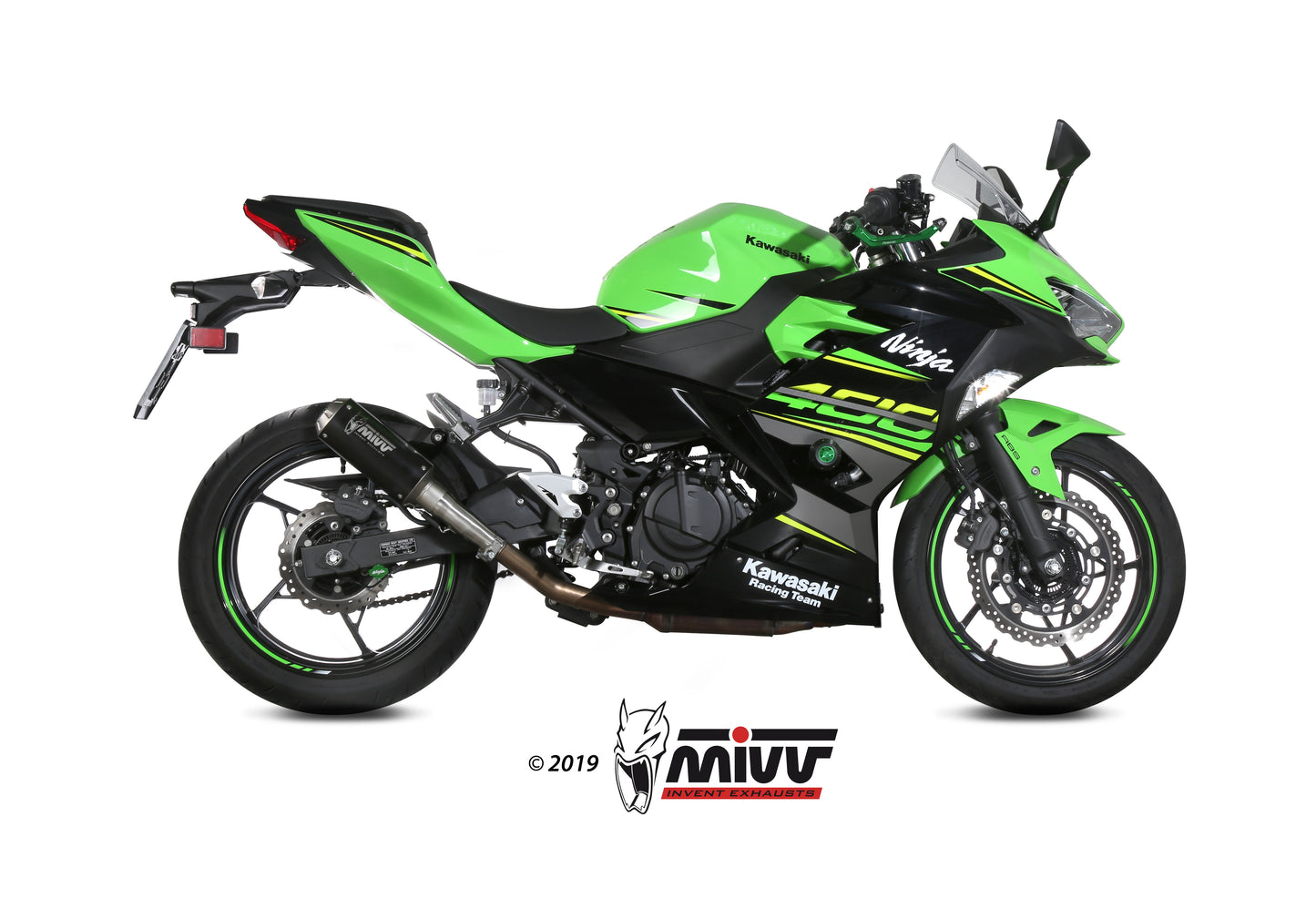 MIVV Slip-on, MK3 Black, Standard Exhaust For Kawasaki Ninja 400 18-20, Z400 19-20