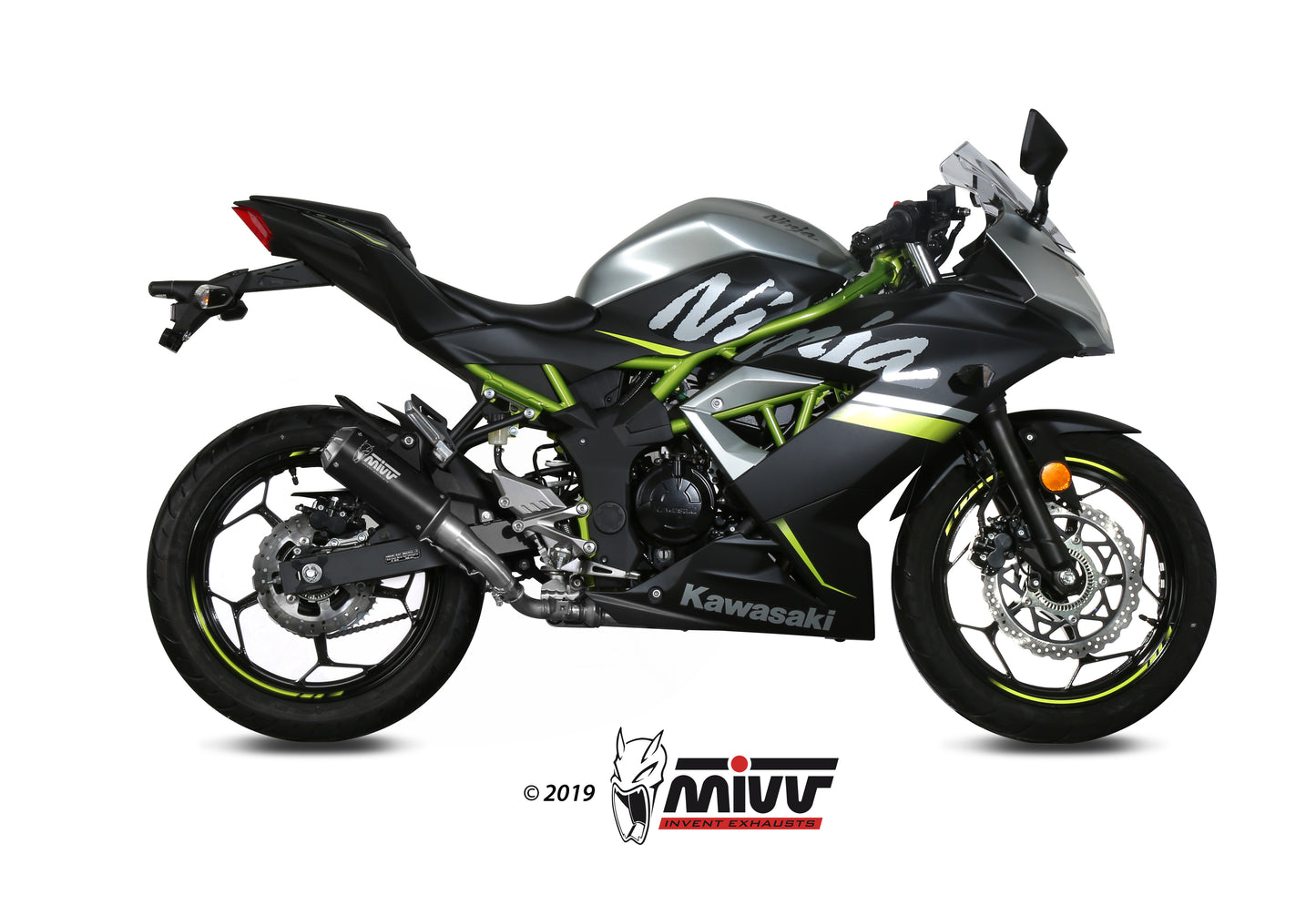 MIVV Slip-on, MK3 Black, Standard Exhaust For Kawasaki Ninja 125 / Z125 2019-2022