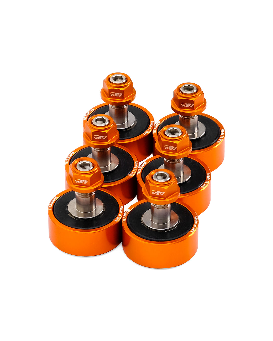 AEM FACTORY - KTM STAINLESS CUSH DRIVES WITH COLOR MATCHED ALUMINUM NUTS