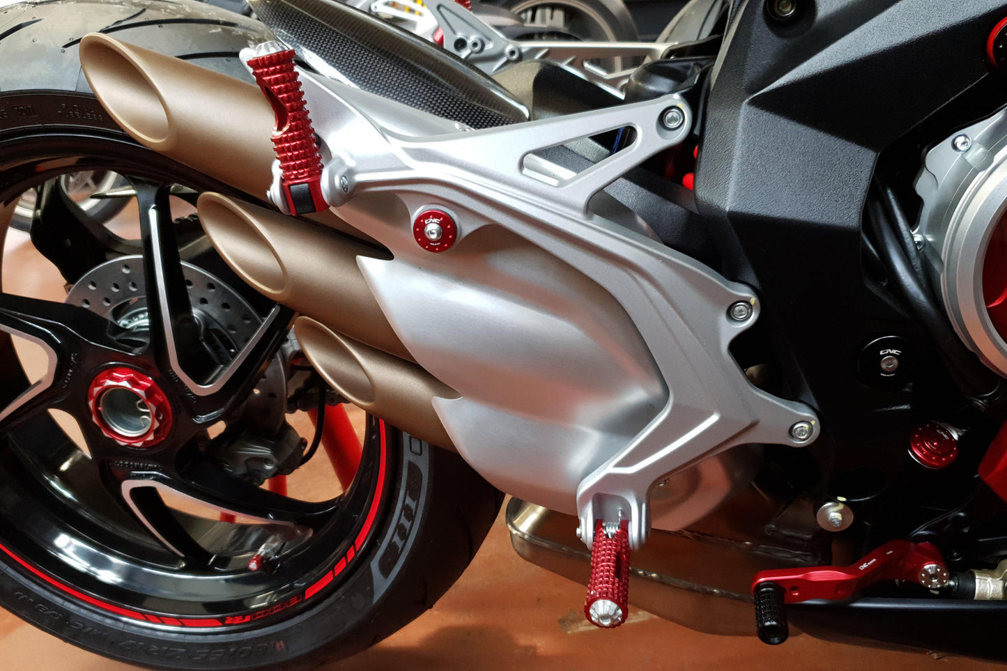 CNC Racing Machined Aluminum Collar and Bolt Kit For Exhaust Mount for MV Agusta F3 / B3  (675 / 800) models