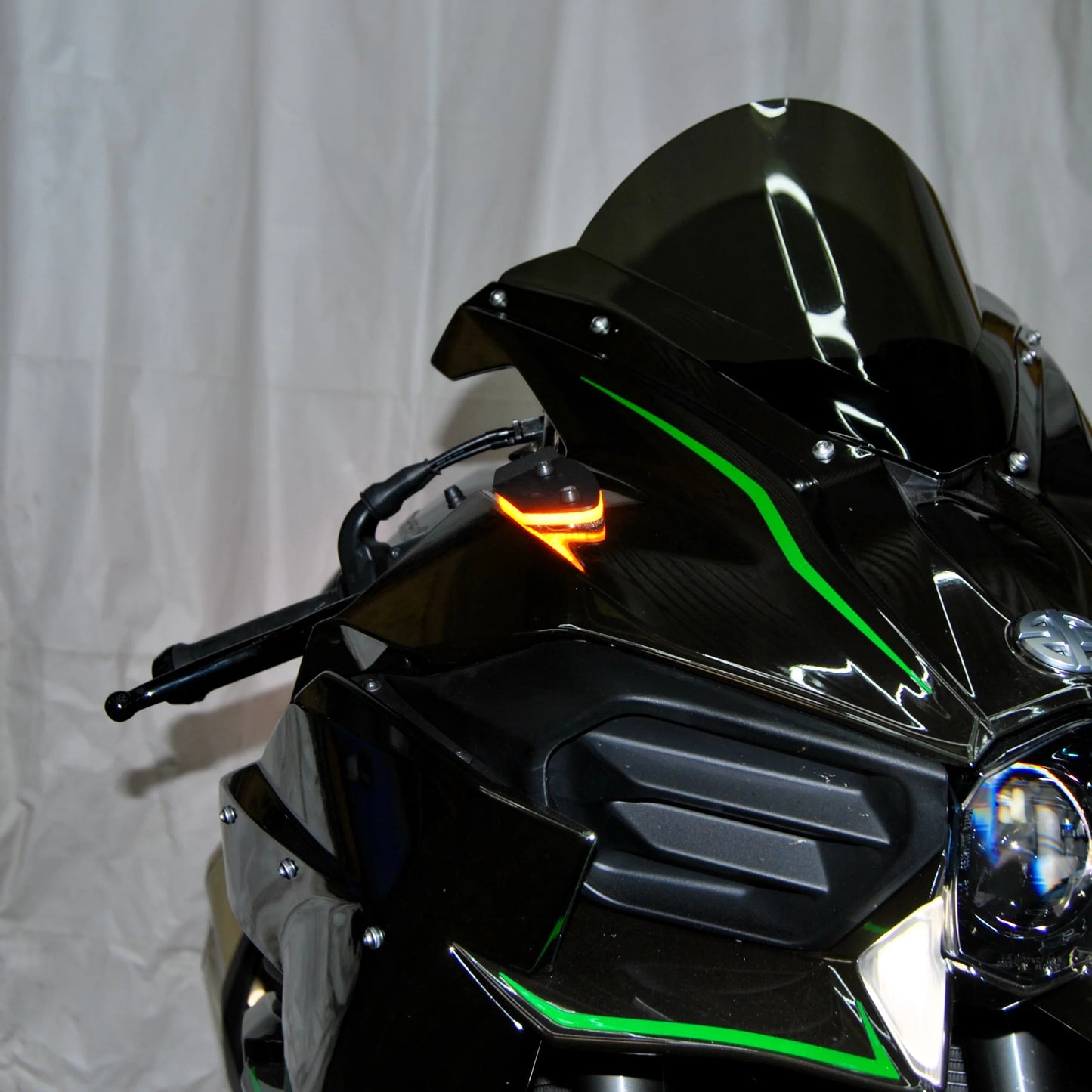 New Rage Cycles (NRC) Mirror Block off Front Turn signals for the Kawasaki H2 / H2 SX (2015+)