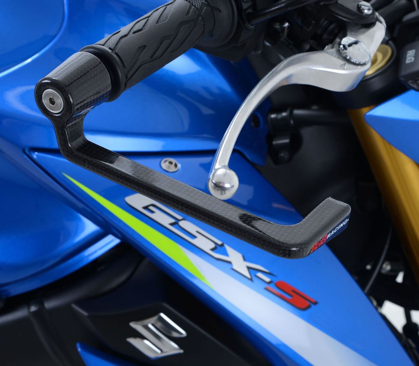R&G Racing Pure Carbon Fibre Brake Lever Guard for Yamaha YZF-R6 '17-'22, Suzuki GSX-S750 '17-'22, Triumph Street Triple 765 RS/R/S '17-'22, Aprilia Tuono 660 '21-'22, Honda MSX125 (Grom) '13-'22
