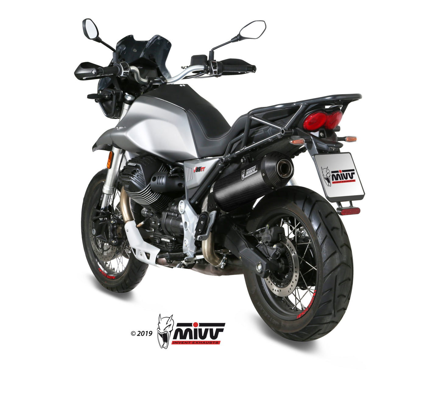MIVV Slip-on, Oval Carbon, Standard Exhaust For Moto Guzzi V85 TT 2019-2022