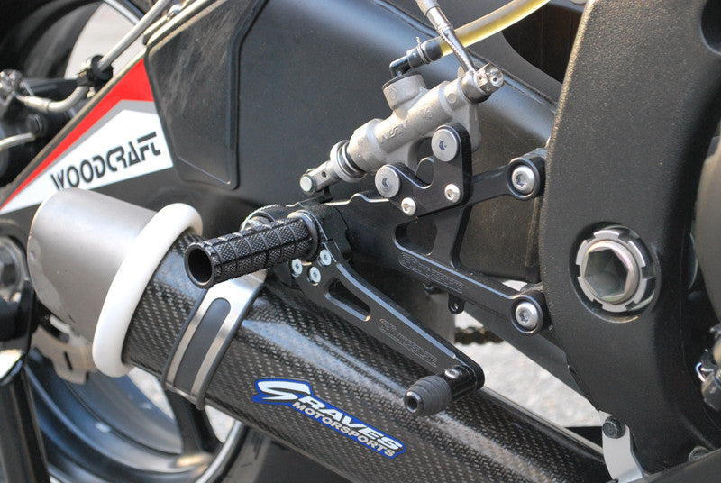 WOODCRAFT Yamaha R6 (06-16) Complete Rear Set Kit  GP Shift  BLACK