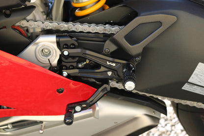 CNC Racing RPS Adjustable Rearset for the Ducati Panigale V4 / S / R - with Carbon Heel guard